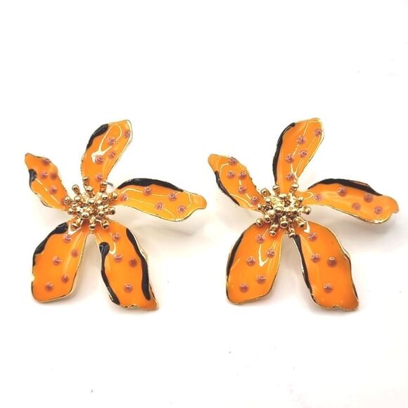 New ZARA tropical flower stud earrings - Picture 11 of 13
